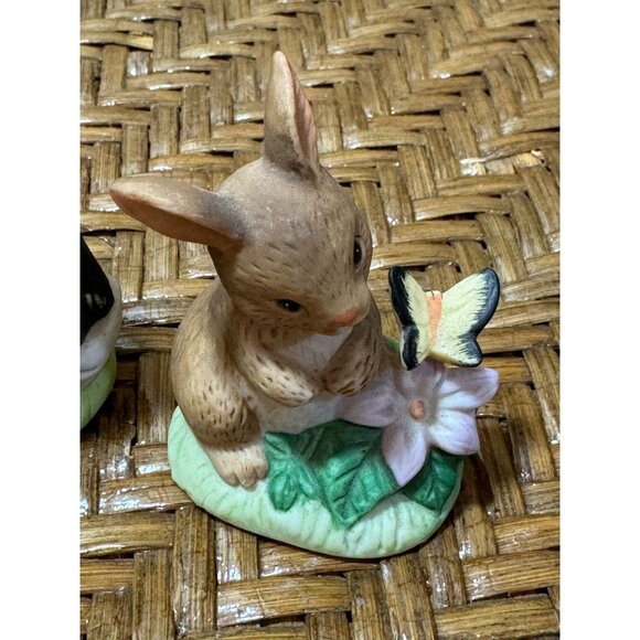 Vintage Homco Animal Figurines Set Of 3 Raccoon Bear & Rabbit Hand-Painted - Picture 3 of 7